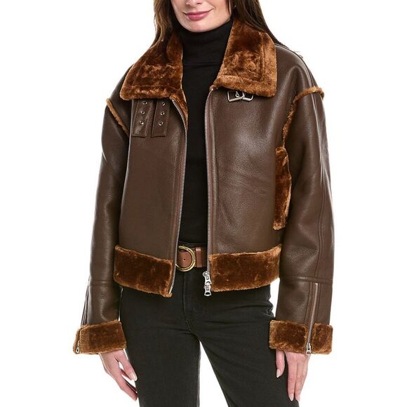 HUDSON Jackets & Blazers - Hudson Womens  Jeans Aviator Jacket, Brown